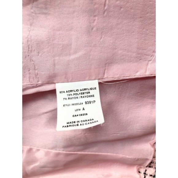 Vintage 2000's CLEO Pink Black Boucle Tweed Cropped Shell Jacket, Size 10P - Picture 15 of 16